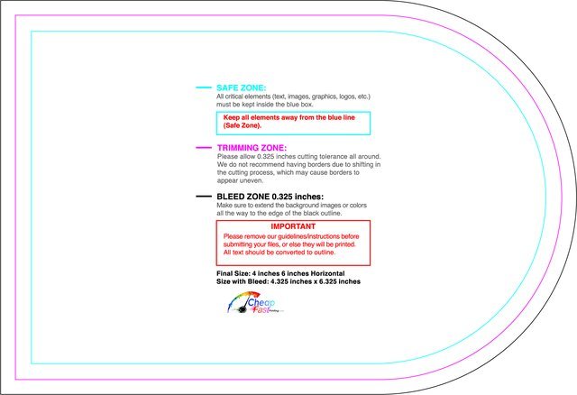 Specialty Shapes 4inx6in H Half Circle Front guideline preview