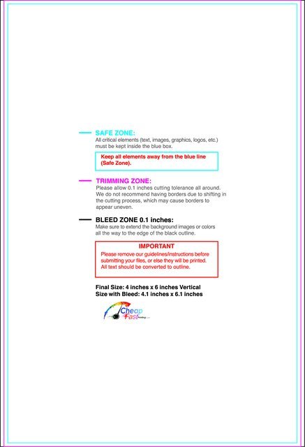 Specialty Shapes 4inx6in V Front guideline preview