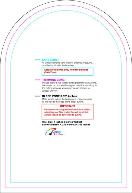 Specialty Shapes 4inx6in V Half Circle Front guideline preview