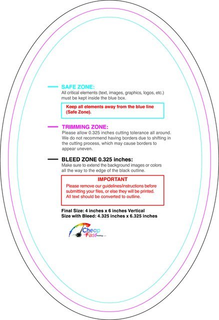 Specialty Shapes 4inx6in V Oval Front guideline preview