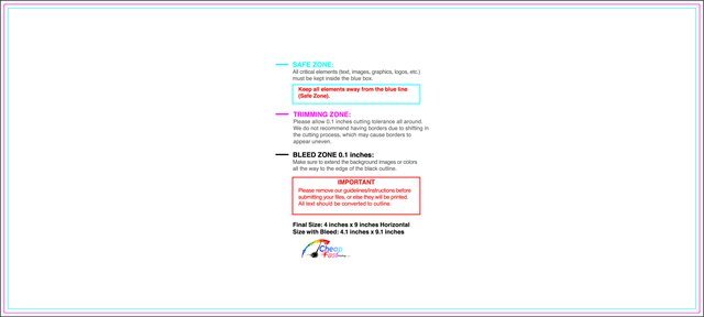 Specialty Shapes 4inx9in H Front guideline preview