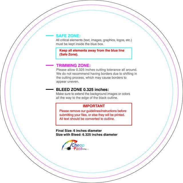 Specialty Shapes 6in Circle Front guideline preview