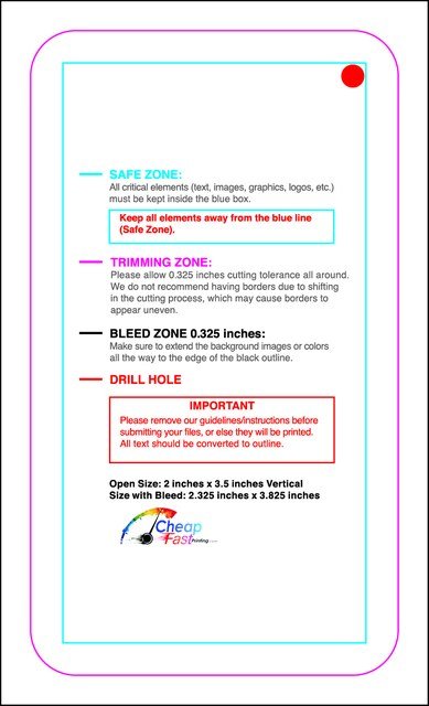 Hangtags 2inx3.5in L Round Back guideline preview