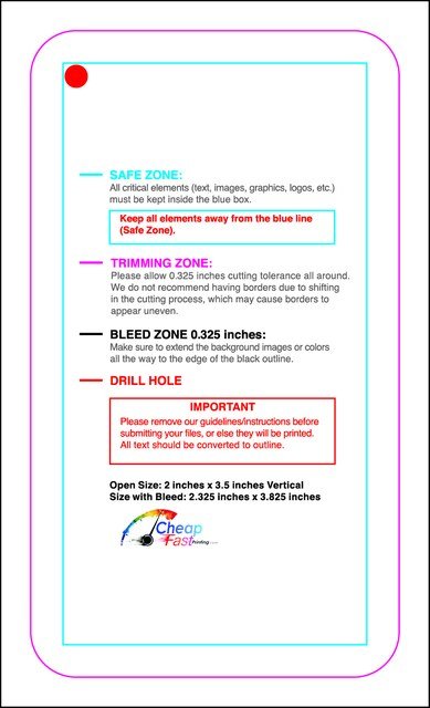 Hangtags 2inx3.5in L Round Front guideline preview