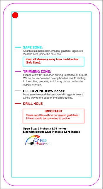 Hangtags 2inx3.75in R Round Back guideline preview