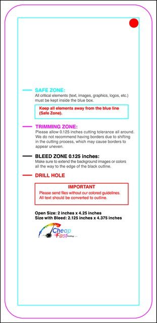 Hangtags 2inx4.25in R Round Front guideline preview