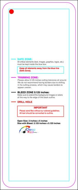 Hangtags 2inx5in L Round Front guideline preview
