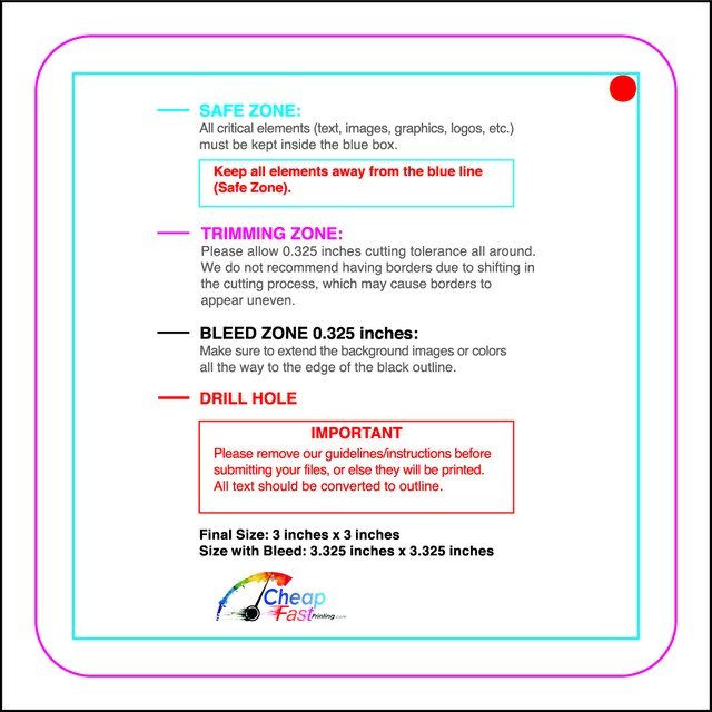 Hangtags 3inx3in L Round Back guideline preview