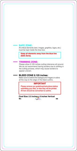 Rolllabel 2.5inx5in Rectangle V Front guideline preview