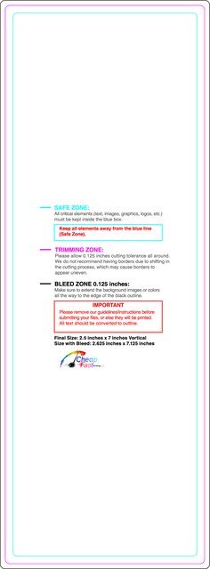 Rolllabel 2.5inx7in Rectangle V Front guideline preview