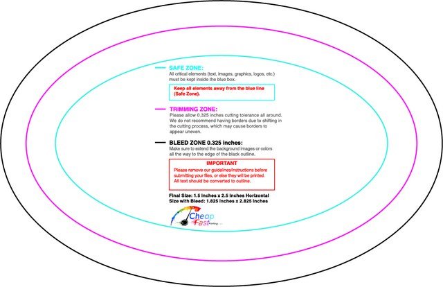 Sticker 1.5inx2.5in H Oval Front guideline preview
