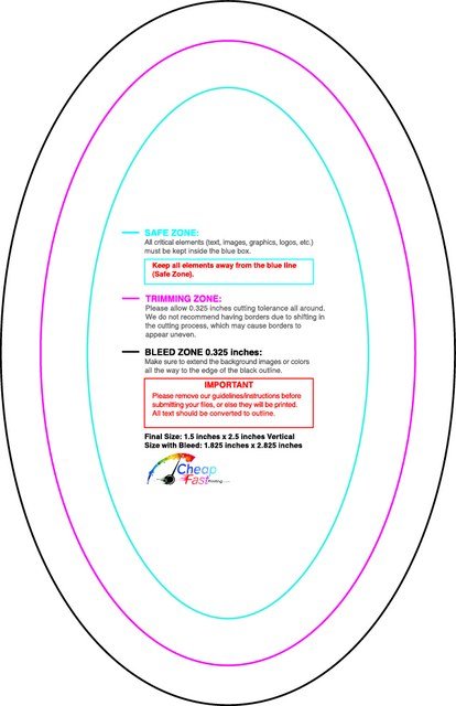 Sticker 1.5inx2.5in V Oval Front guideline preview