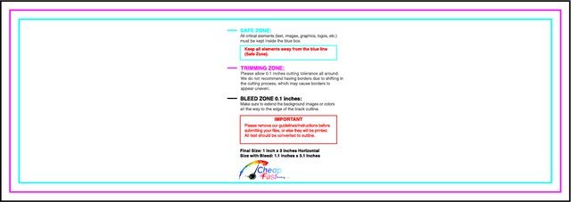 Sticker 1inx3in H Front guideline preview