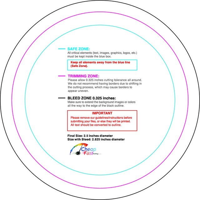 Sticker 2.5in Circle Front guideline preview