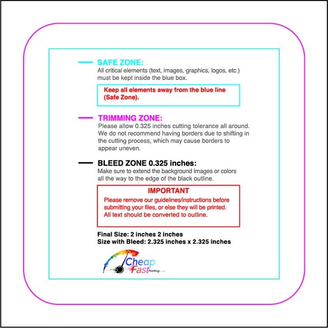 Sticker 2in Square Round Front guideline preview