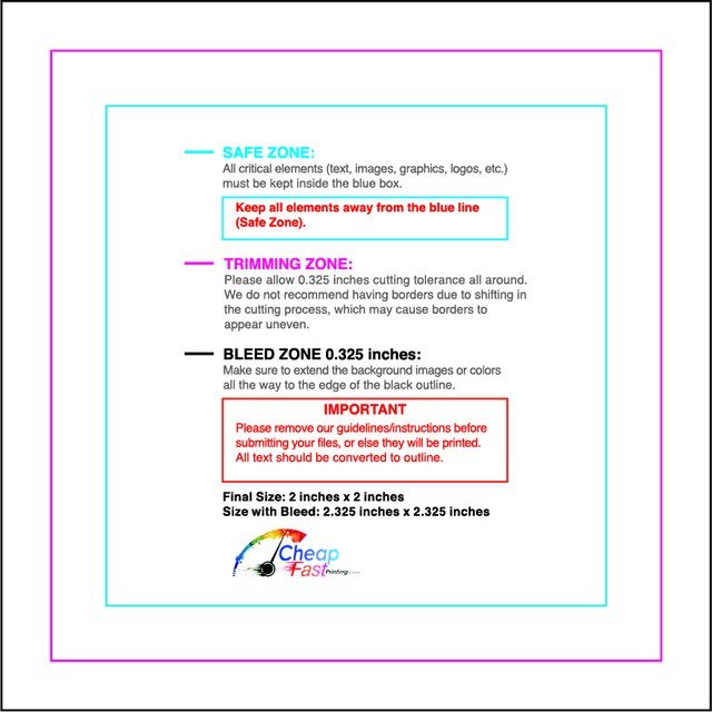 Sticker 2inx2in Square Front guideline preview