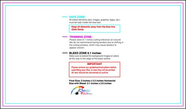Sticker 2inx3.5in H Front guideline preview