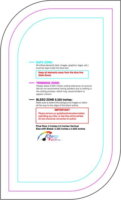 Sticker 2inx3.5in V Leaf Back guideline preview