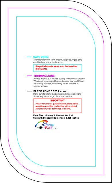 Sticker 2inx3.5in V Leaf Front guideline preview