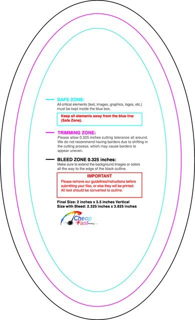 Sticker 2inx3.5in V Oval Front guideline preview