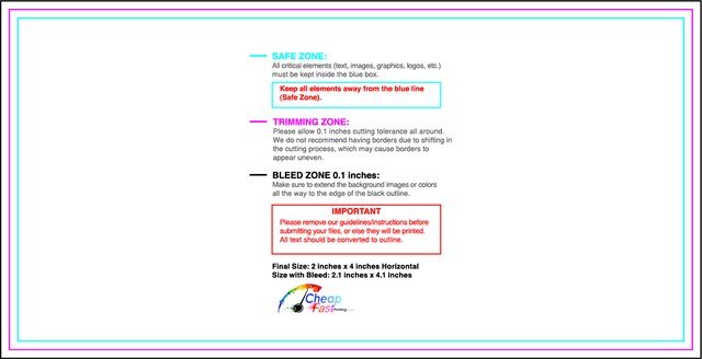Sticker 2inx4in H Front guideline preview