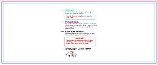 Sticker 2inx5in H Front guideline preview