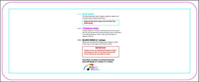 Sticker 2inx5in H Round Front guideline preview