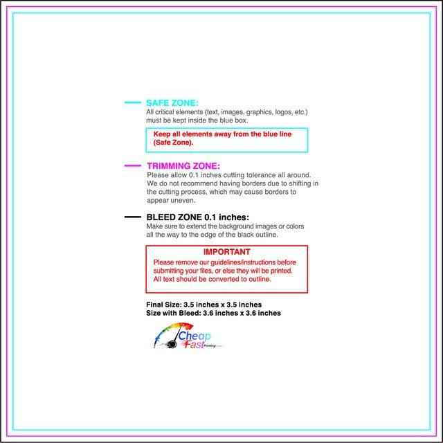 Sticker 3.5inx3.5in Front guideline preview