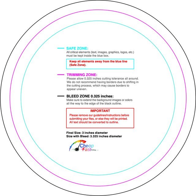 Sticker 3in Circle Front guideline preview