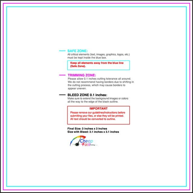 Sticker 3inx3in Square Front guideline preview