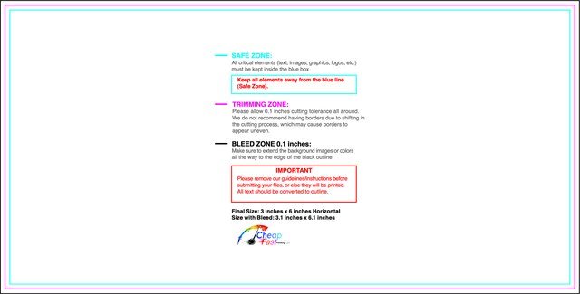 Sticker 3inx6in H Front guideline preview