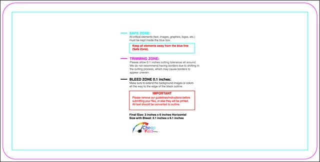 Sticker 3inx6in H Round Front guideline preview