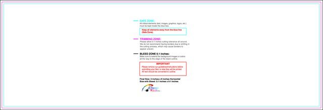 Sticker 3inx9in H Front guideline preview