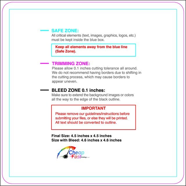 Sticker 4.5inx4.5in Round Front guideline preview