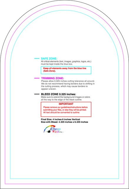 Sticker 4inx6in V Half Circle Front guideline preview