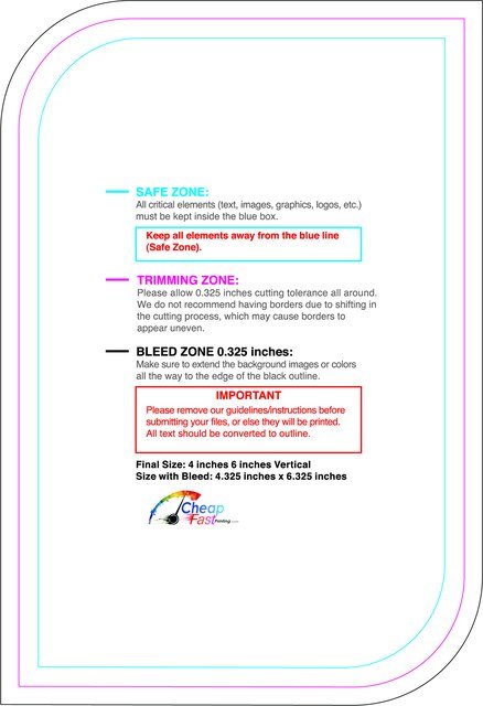 Sticker 4inx6in V Leaf Back guideline preview