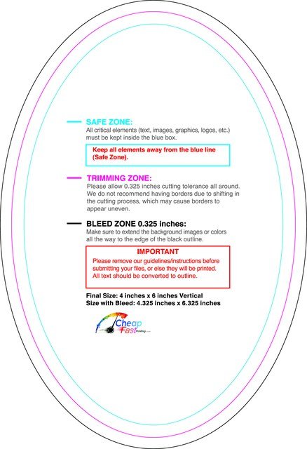 Sticker 4inx6in V Oval Front guideline preview