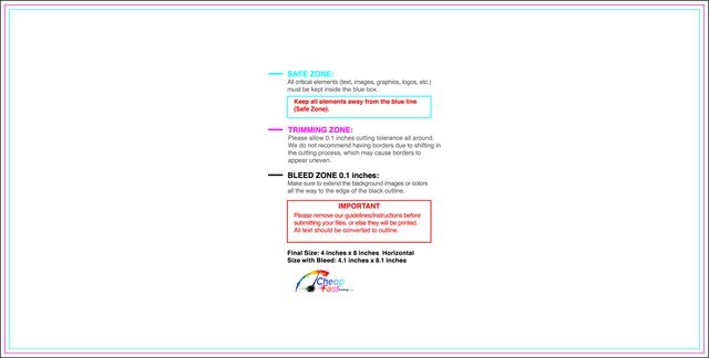 Sticker 4inx8in H Front guideline preview