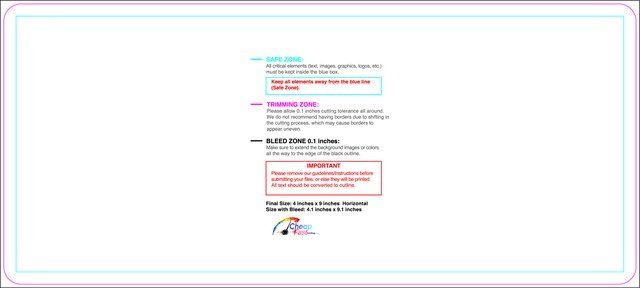 Sticker 4inx9in H Round Front guideline preview