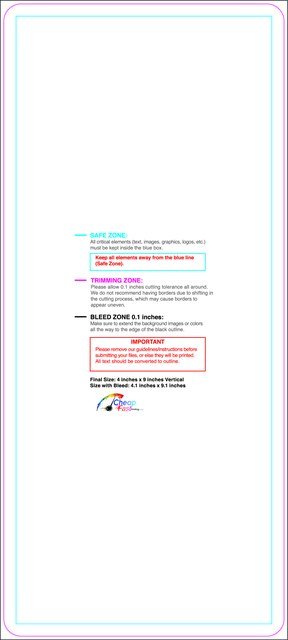 Sticker 4inx9in V Round Front guideline preview