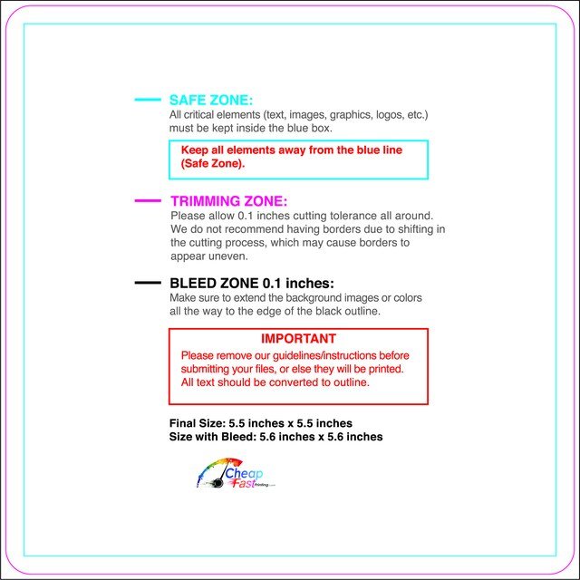 Sticker 5.5inx5.5in Round Front guideline preview