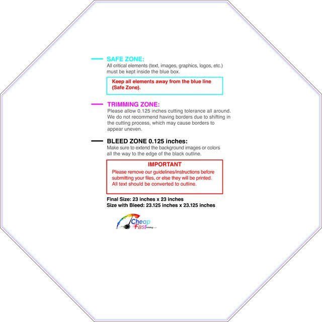 Windowcling Octagon 23inx23in Front guideline preview