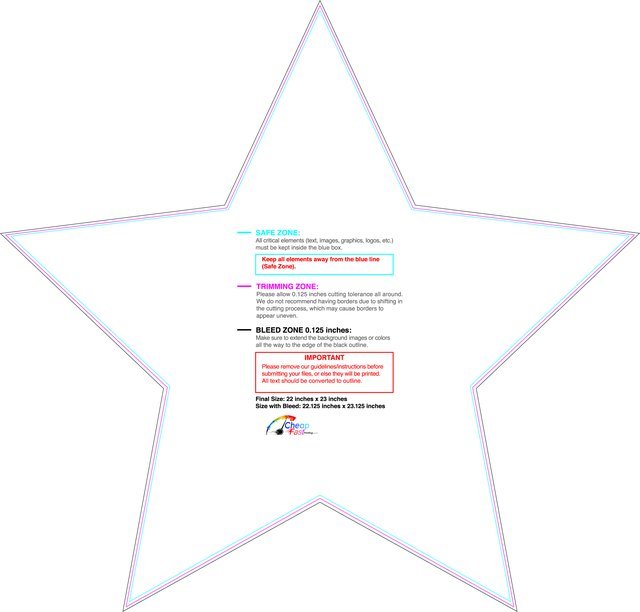 Windowcling Star 22inx23in Front guideline preview