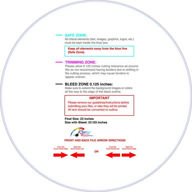 Yardsign Circle 23in Front guideline preview