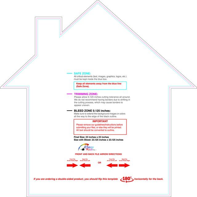 Yardsign House 23inx23in Front guideline preview