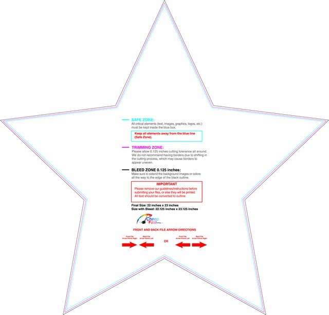 Yardsign Star 22inx23in Front guideline preview